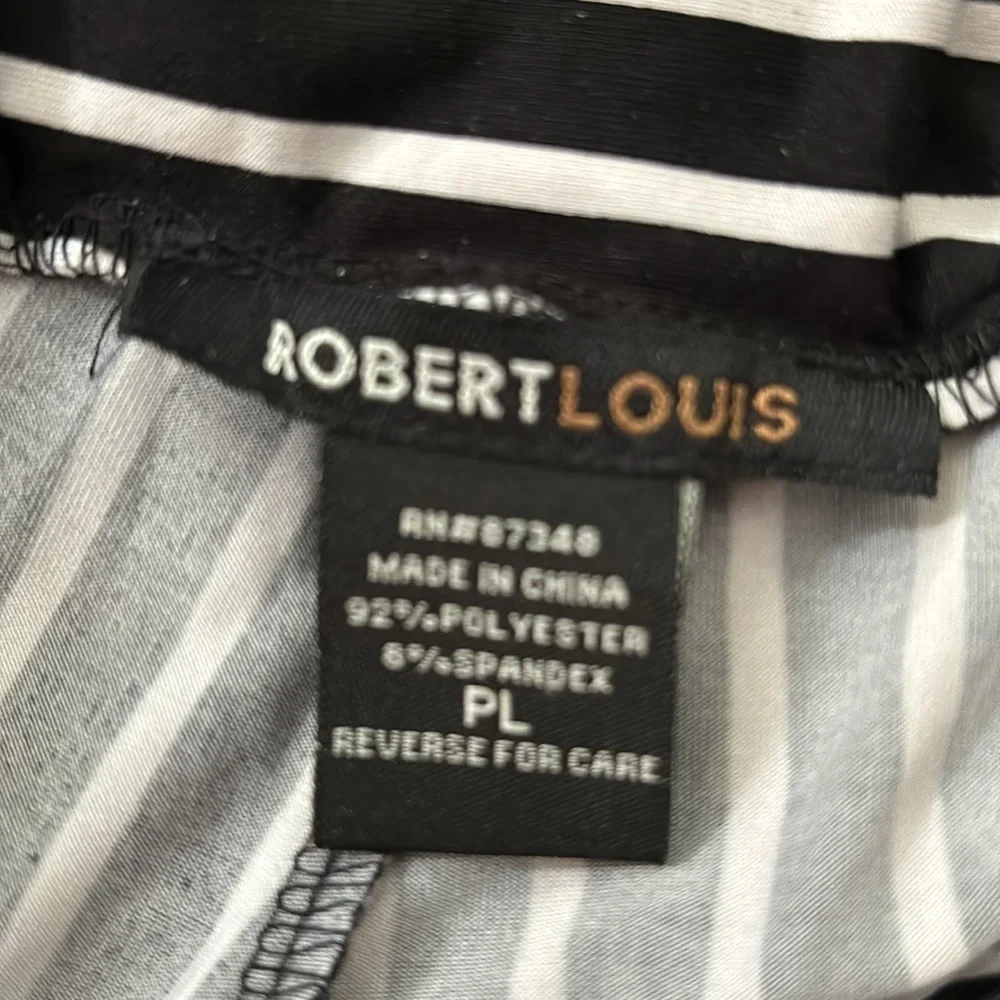 Robert Louis Palazzo Pants, Size PL, Black & White Striped - Picture 2 of 8